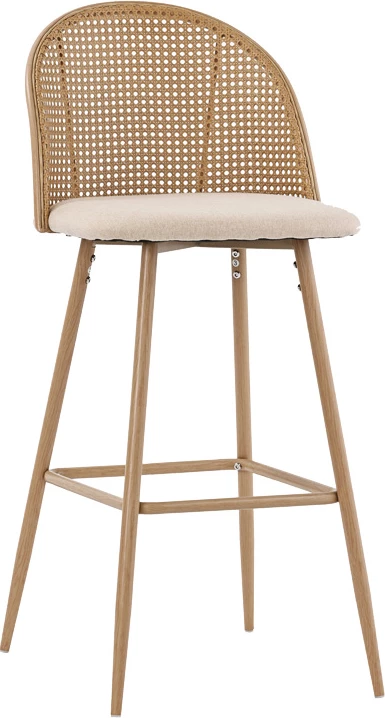 Karrige për bar Kace pe rattan natyrale-material natyral-metal natyral 43x55x102cm