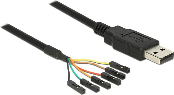 Kabllo konvertuese USB-A në TTL DeLOCK 6-pin, 1.8 m, 3.3 V, e zezë