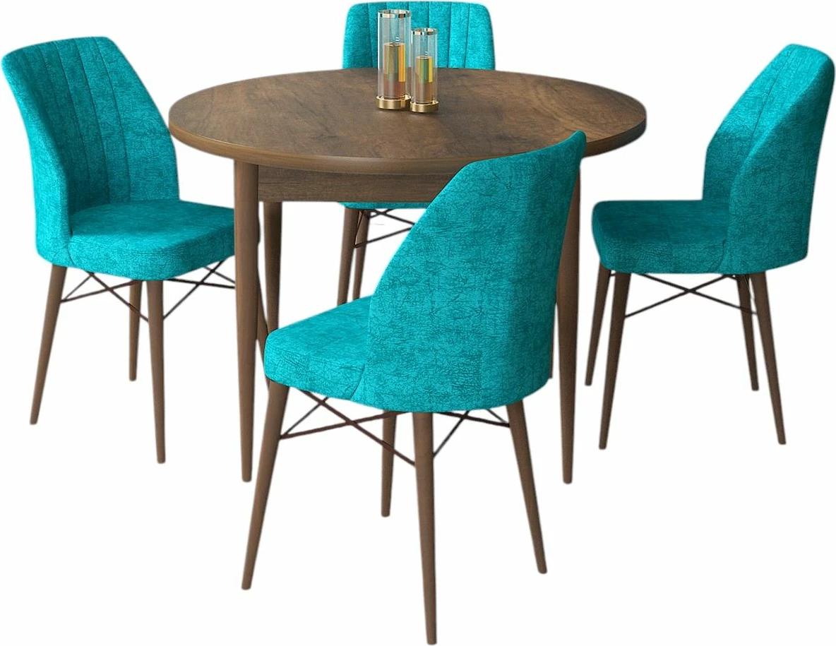 Tavolinë me karrige, 5 copë, Skye Decor, Barok, ngjyrë turquoise