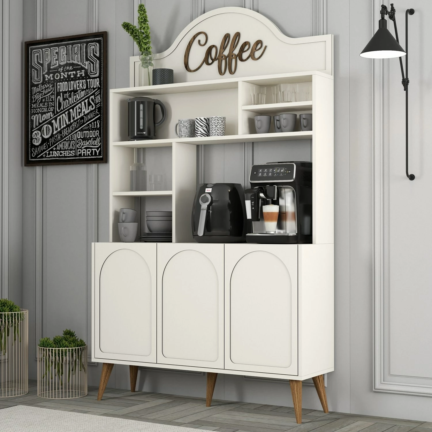 Dollap për kafe, ngjyrë krem dhe arre, Skye Decor Lyon 120
