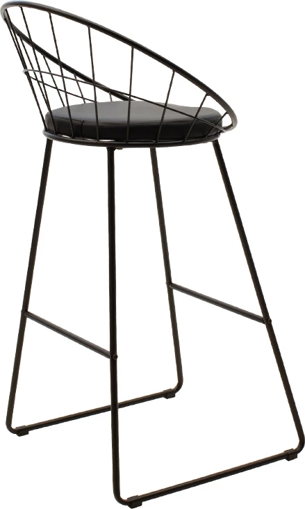 Karrige për bar Seth, metal i zi, jastëk PVC i zi