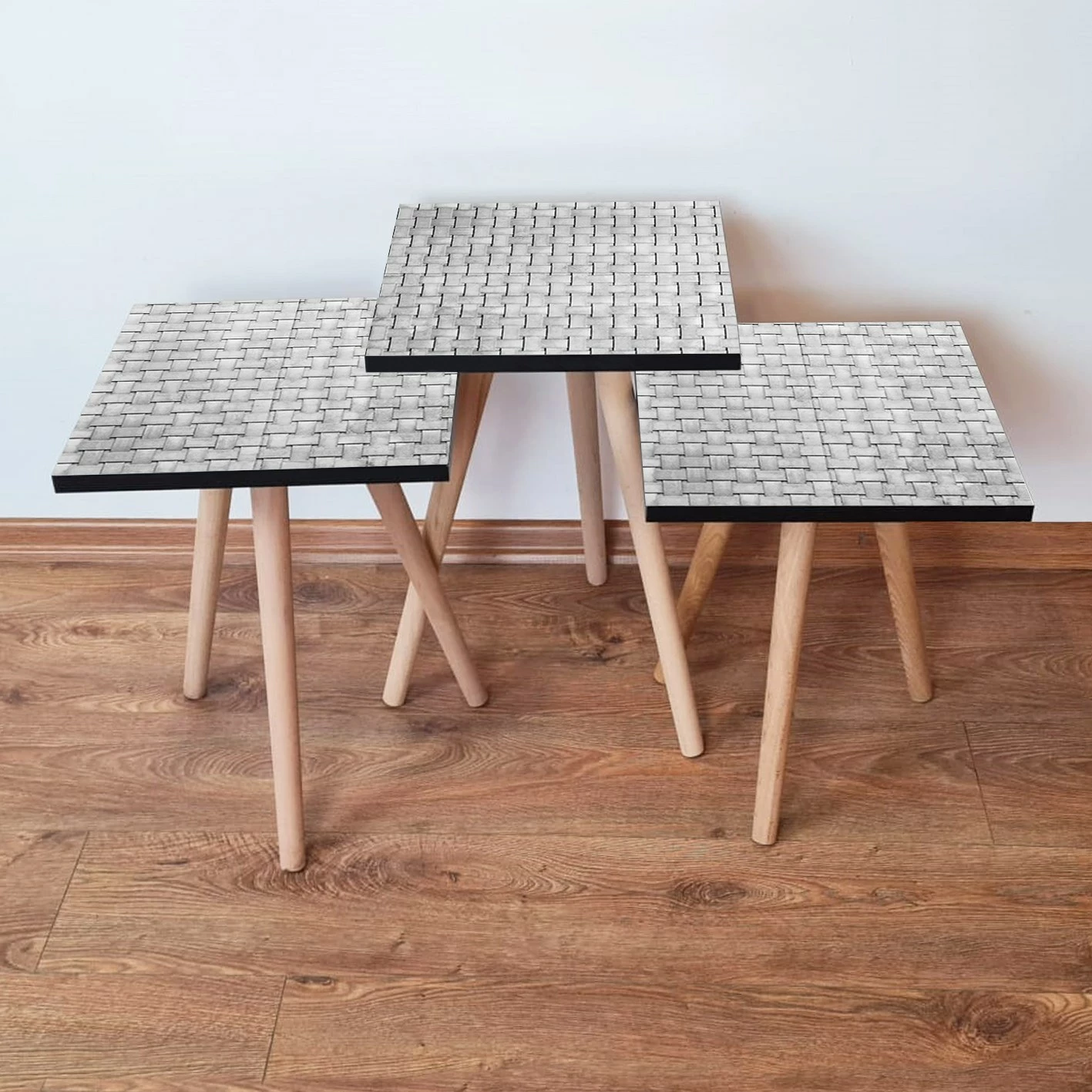 Set tavolinash ndihmëse, 3 copë, ngjyrë gri, Skye Decor, 3Shp373