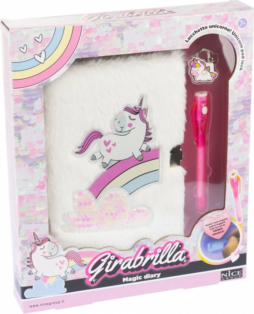 Ditar magjik Nice Girabrilla me njëbrirësh, për vajza, 25x30 cm, me stilolaps magjik dhe dry silikoni