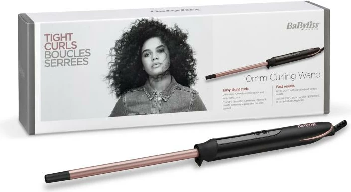 Mashë kaçurrelëse, BaByliss C449E, shufër 10mm kuarc-keramike, 6 nivele deri 210°C, e gjatë për flokë të gjata, e zezë bakër