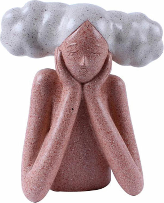 Figurë dekorative CHEVEU PINK 3, polirezine, terrakotë-gri, 19x10x21cm