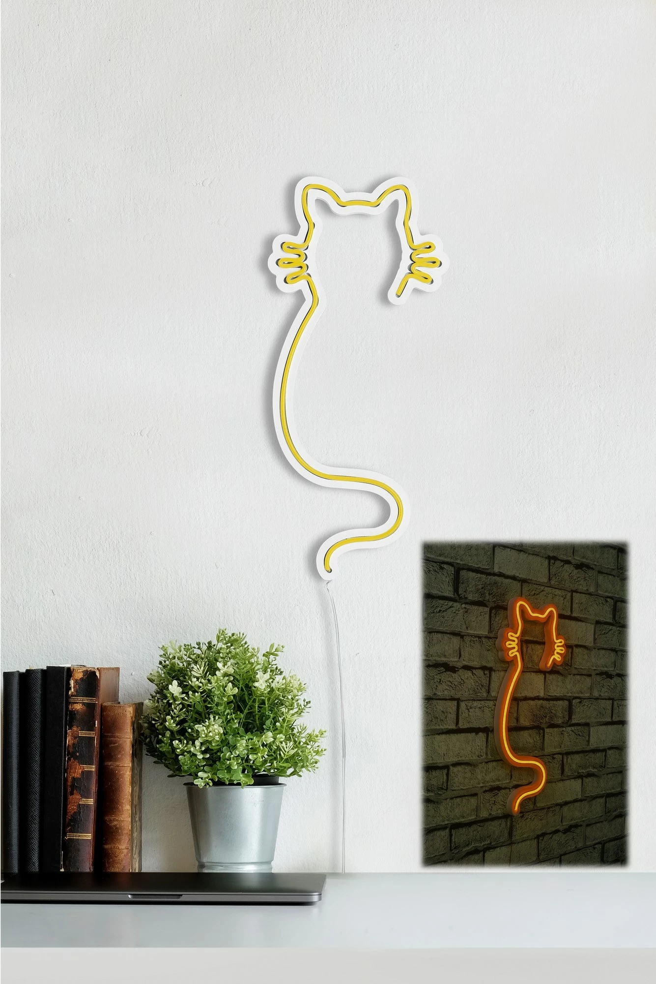 Dekor dritash LED plastike, formë mace, ngjyrë e verdhë - 3
