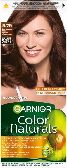Ngjyrë për flokë për femra Garnier Color Naturals 5.25 Light Opalescent Chestnut, 1 copë