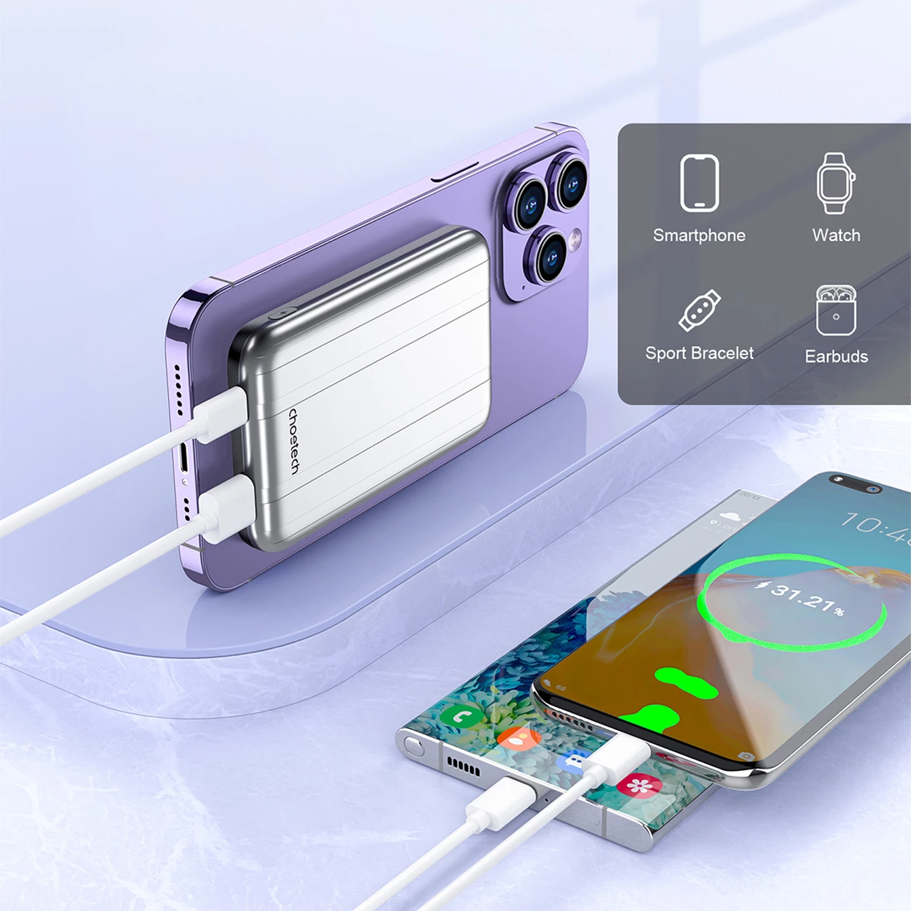 Powerbank Choetech B655 mini, 5000mAh, MagSafe, argjendtë