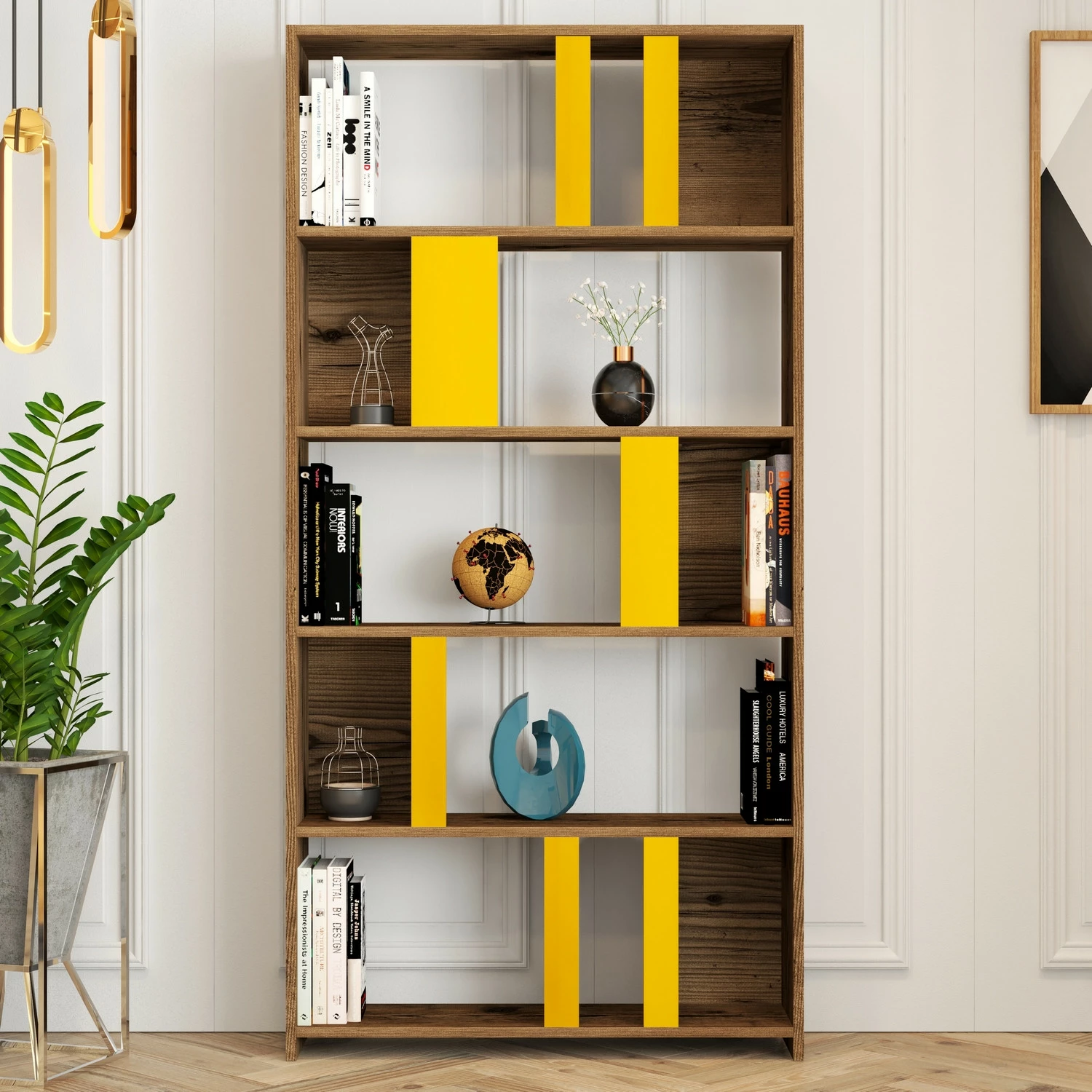 Raft librash Hanah Home, ngjyrë arre dhe e verdhë, Lima