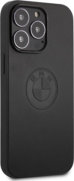 Mbështjellës BMW Leather Embossed për iPhone 13 Pro / iPhone 13, e zezë