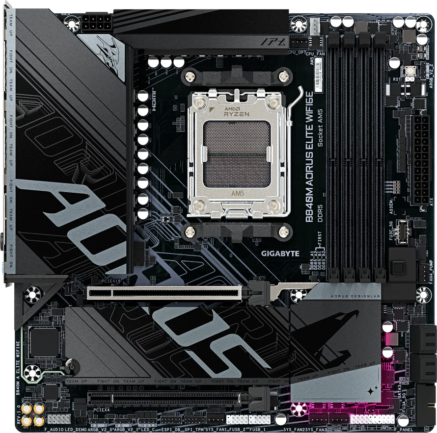 Pllakë amë GIGABYTE B840M AORUS ELITE WIFI6E AM5 4x DDR5 mATX