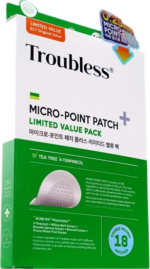 Patches për akne për femra Troubless Micro-Point Patch Plus Limited Value Pack, 18 copë