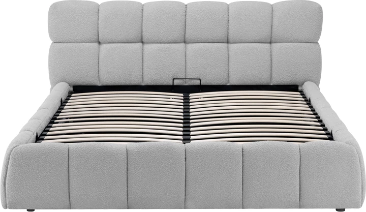 Krevat Jeby me hapësirë për depo, stof gri, 160x200cm