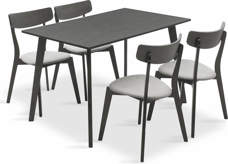 Tavolinë me karrige Benson - Toto 5 copë 120x75x75cm në ngjyrë gri rustike - pëlhurë gri