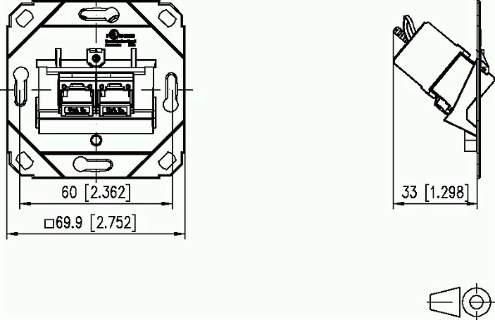 Modul prizë rrjeti METZ CONNECT 130B11D21200-E, 2x RJ-45, Cat6A, Metallic