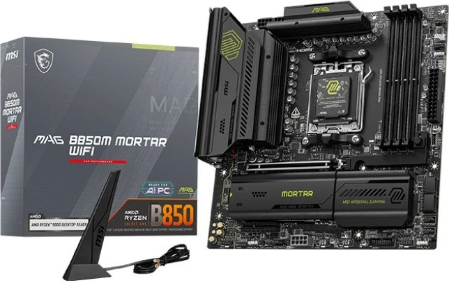 Pllakë amë MSI MAG B850M MORTAR WIFI, Socket AM5, micro ATX, DDR5, Wi-Fi 7, E zezë