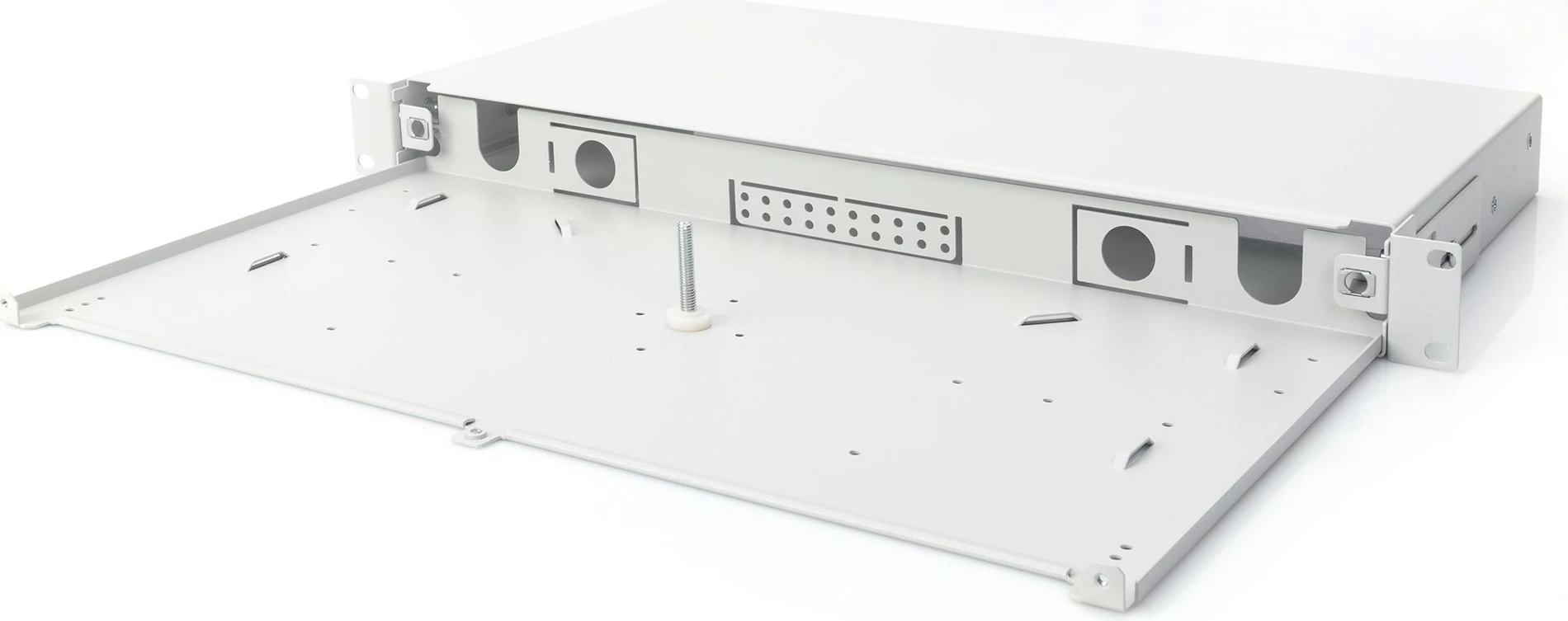 Kutia për fibra optike Digitus, përbrenda, çeliku, 428x240x44mm, quick lock
