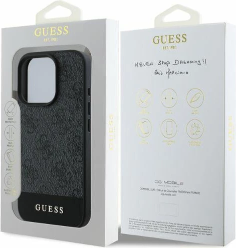 Mbështjellës Guess 4G Bottom Stripe për iPhone 16 Pro, Gri