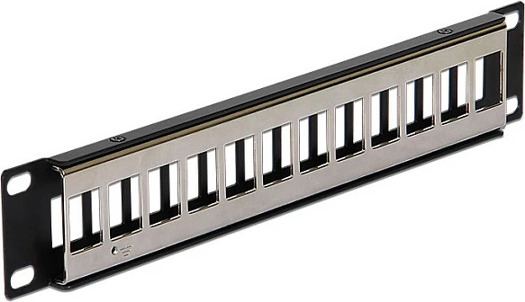 Patchpanel Keystone DeLOCK 10", 12 porta, 1U, rack-mount, metal, e zezë
