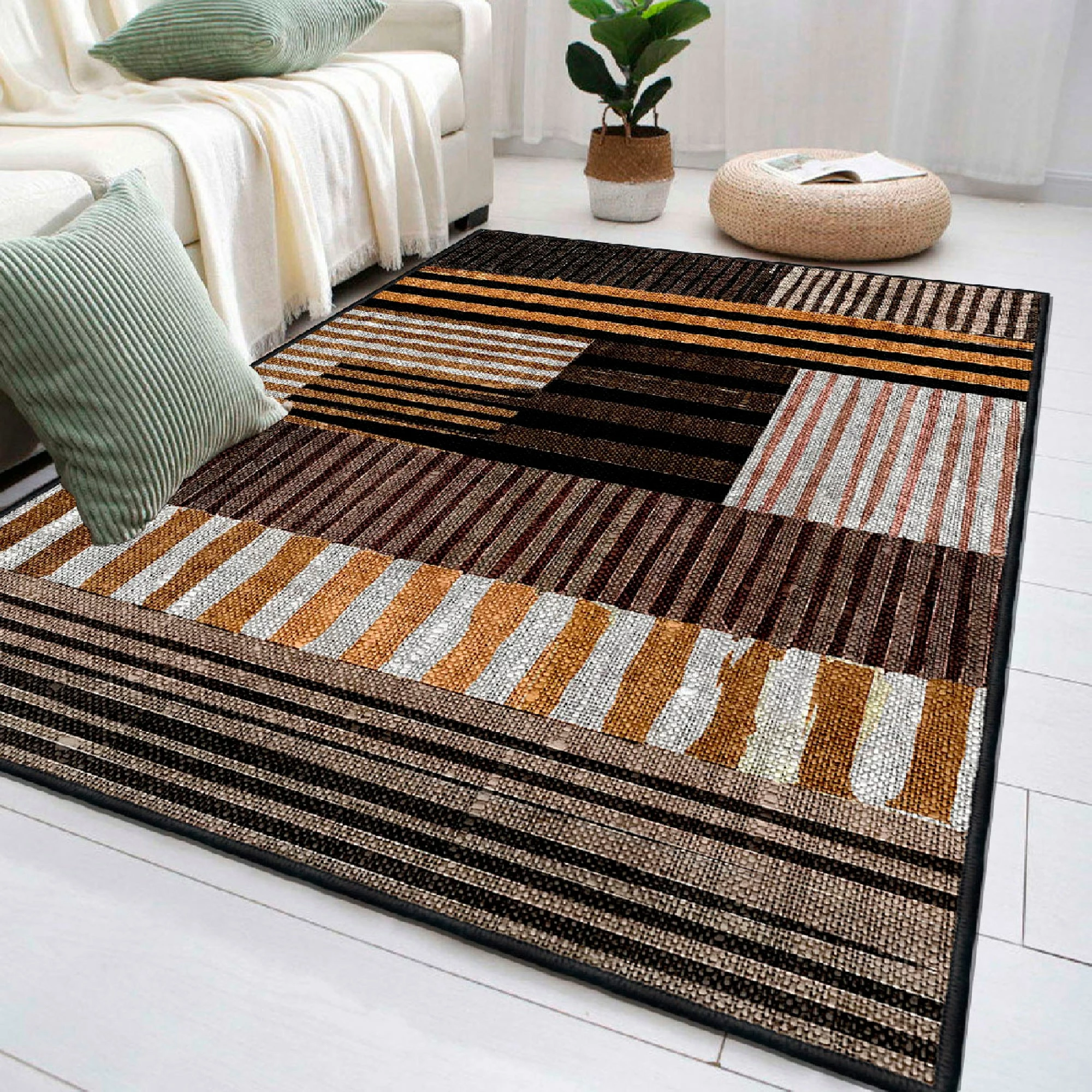 Qilim pambuku, ngjyra të bardhë, portokalli, kafe, e zezë, 160x230cm, Conceptum Hypnose, Woosonıl096