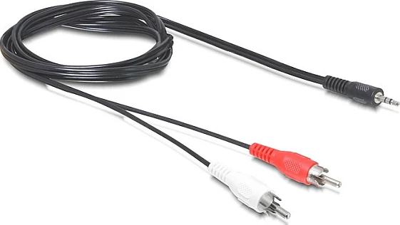 Kabllo audio stereo DeLOCK 84000, 3.5mm në 2x RCA, 1.5 m, e zezë
