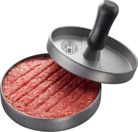 Shtypës hamburgerësh GEFU BBQ, Alumini, Plastike, E zezë, Gri