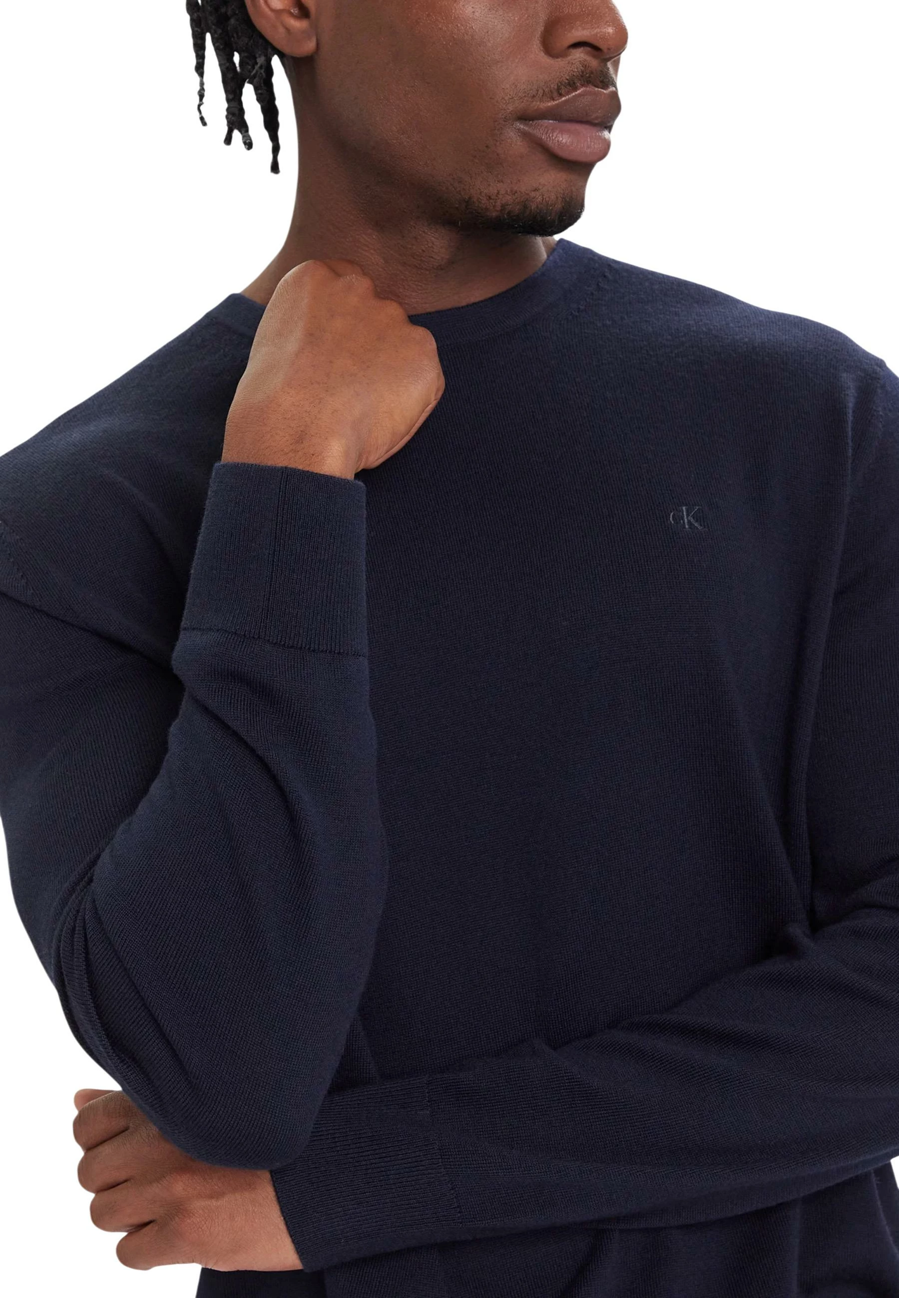 Xhemper për meshkuj Calvin Klein LS Merino Crew LV04LB305G, i kaltër i errët [Madhësia: M]