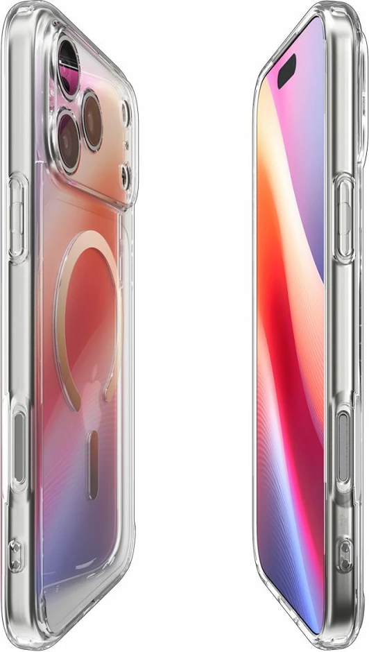 Mbështjellës Spigen Ultra Hybrid MagSafe për iPhone 17 Pro, TPU+PC, me unazë magnetike, Transparent Gold
