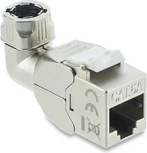Modul Keystone DeLOCK RJ45 në LSA Cat6A, 90° i kënduar, pa vegla, inox