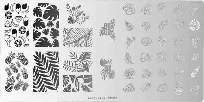 Pllakë për stampim thonjsh Peggy Sage Tropical Punch Pattern për femra, 1 copë