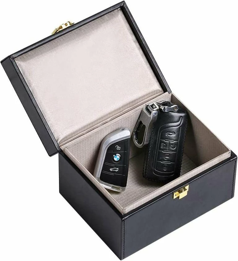 Kuti Faraday Hurtel për bllokim sinjali, për çelësa makine dhe celular, e zezë