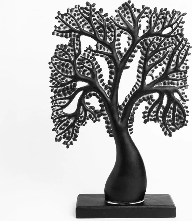 Dekor pemë FORET 2, polirezine, e zezë e bardhë, 33x8x45cm