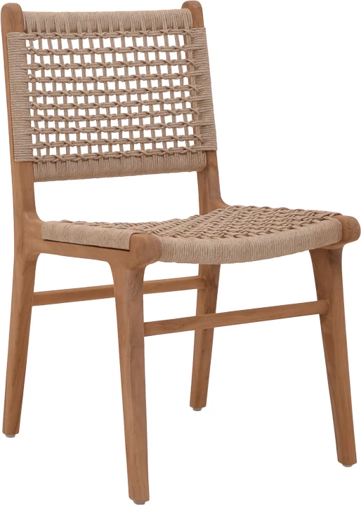 Karrige Rover, kornizë druri teak, ngjyrë natyrale dhe litar banane, 50x60x86cm