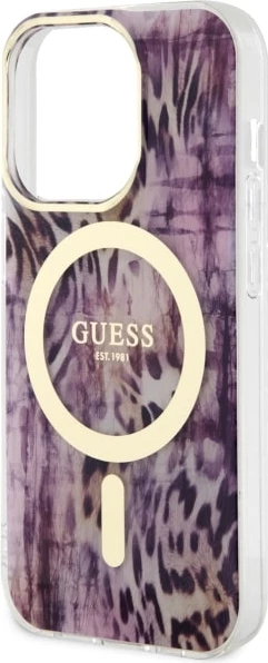 Mbështjellës Guess Leopard MagSafe për iPhone 14 Pro 6.1", Rozë