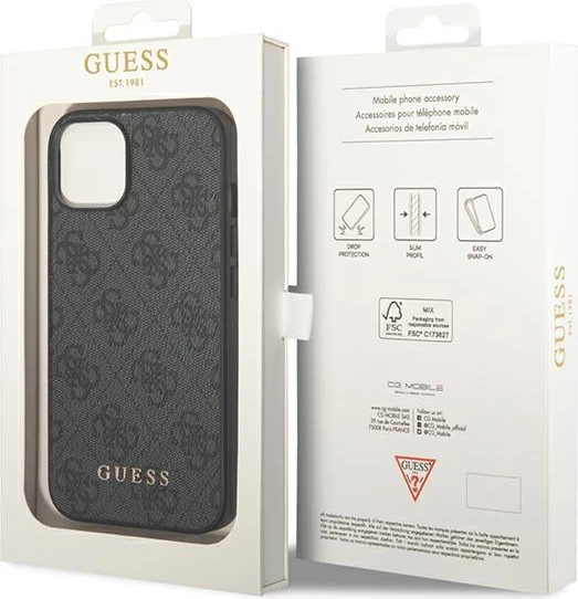 Mbështjellës Guess GUHCP14SG4GFGR për iPhone 14, 6.1", hardcase, gri