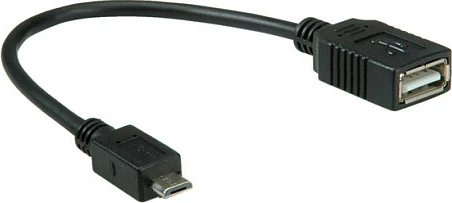 Kabllo OTG VALUE USB 2.0, USB-A (F) - Micro-USB B (M), 0.15 m, e zezë