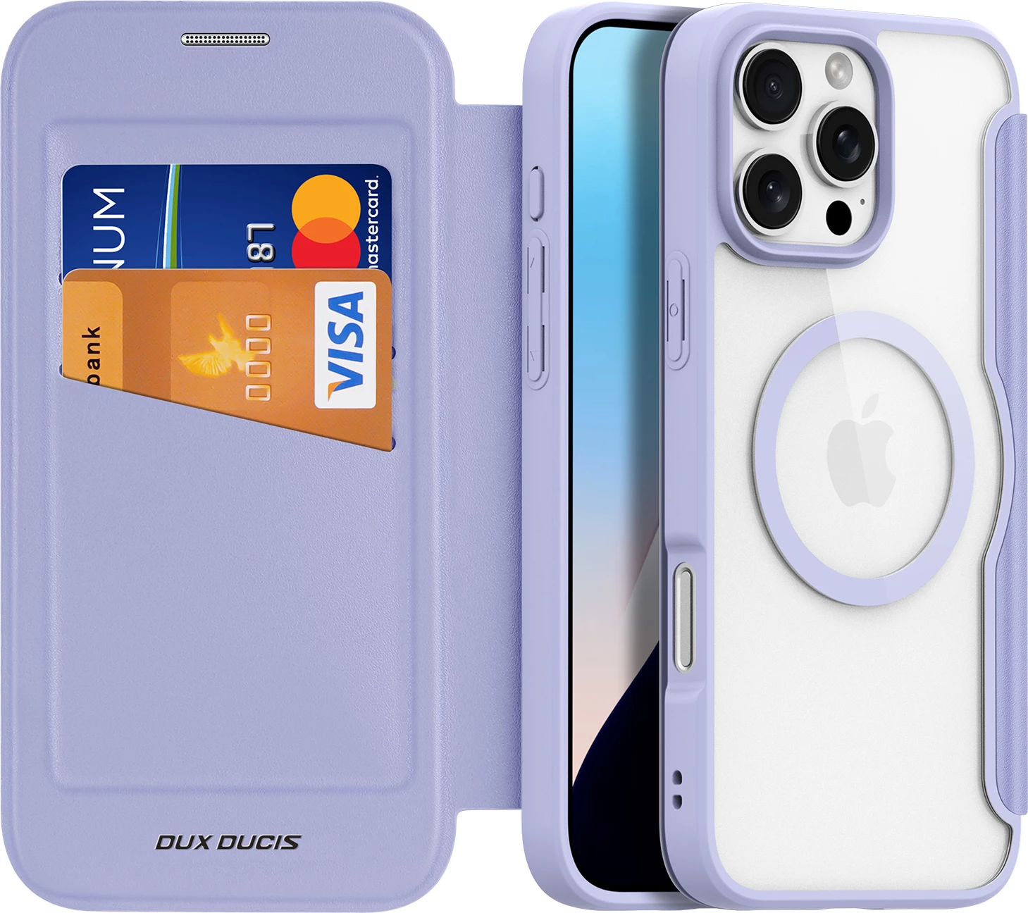 Mbështjellës Dux Ducis Skin X Pro për iPhone 16 Pro Max, MagSafe, me kapak, vjollcë