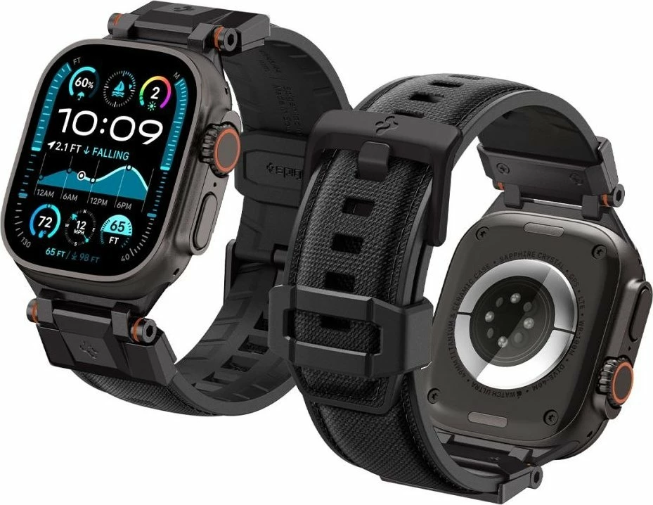 Kornizë mbrojtëse me rrip për Smartwatch Spigen DuraPro Armor, për Apple Watch 6/7/8/9/10/SE/Ultra 1/2 44/45/46/49 mm, e zezë