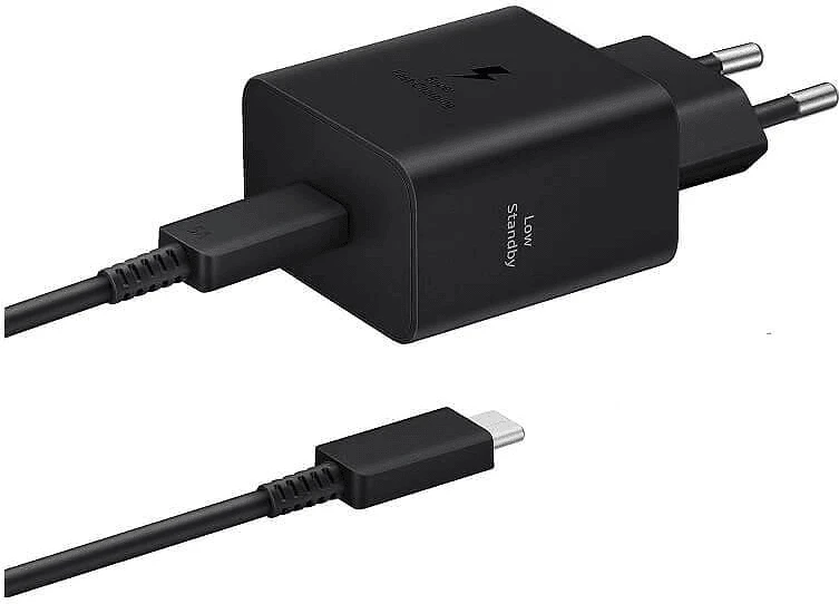 Karikues shtëpie Samsung EP-T4511XBE 45W Super Fast Charge + kabllo USB-C EP-DX510 (1.8 m/5A), zi, set (EU blister)