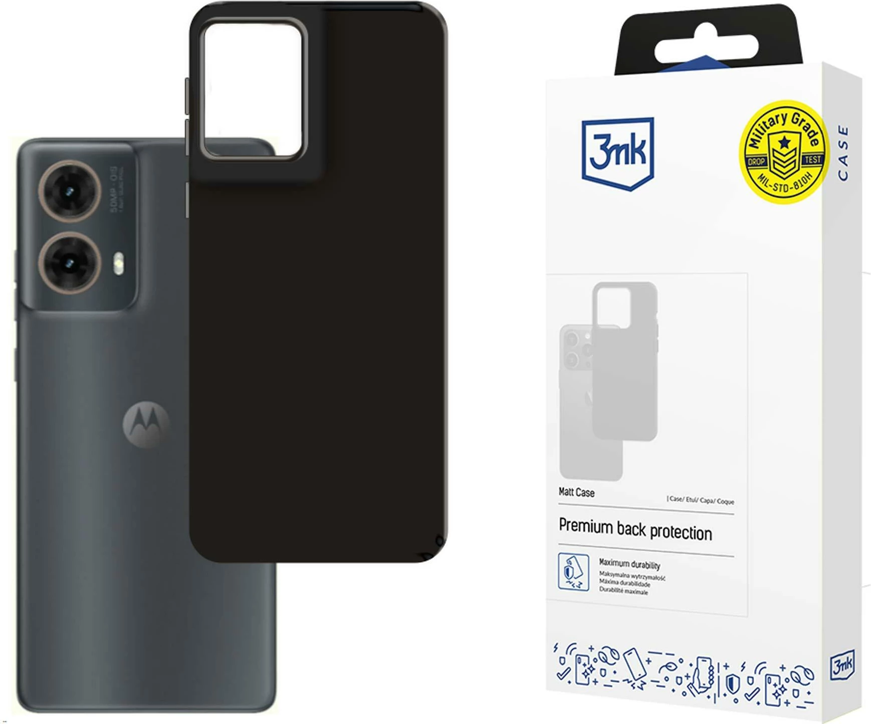 Mbështjellës 3mk Matt Case për Motorola Moto G85, i zi