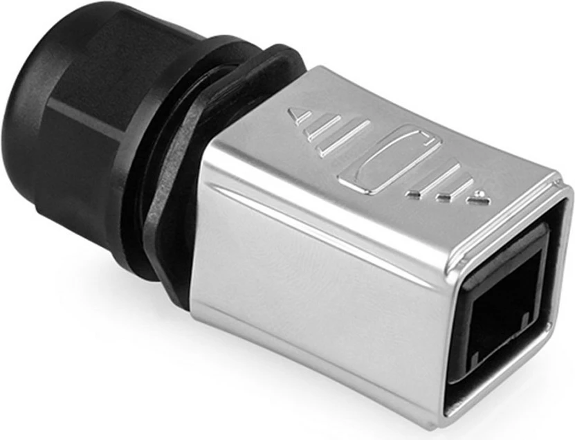 Konektor industrial RJ45 GoodConnections S6, IP65/IP67, metal, gri