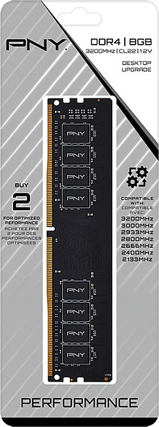 RAM Memorje PNY 8GB DDR4 3200MHz, DIMM 288-pin, e zezë