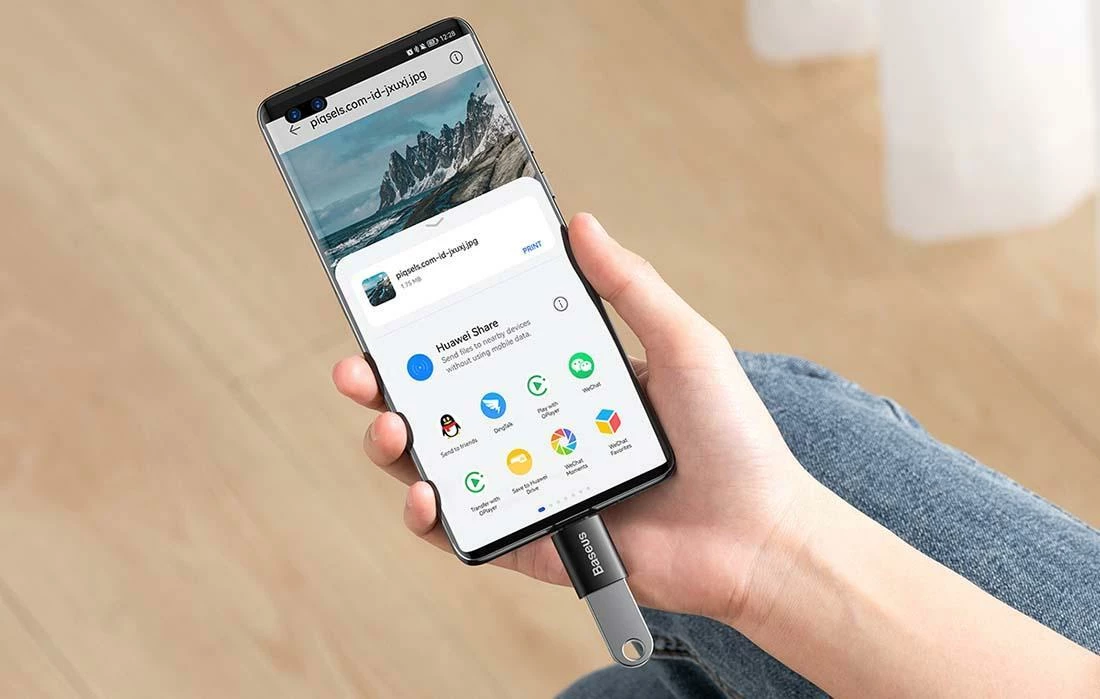 Adapter USB Baseus Ingenuity ZJJQ000001, OTG USB-C në USB-A 3.1 10Gbps, i zi