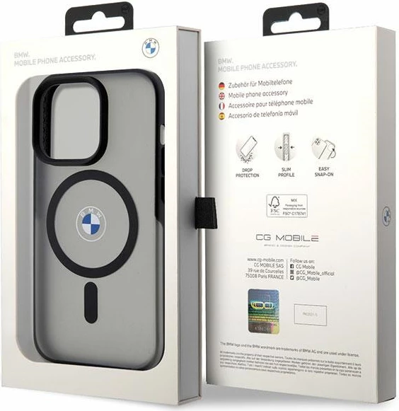 Mbështjellës BMW BMHMP14XDSLK për iPhone 14 Pro Max 6.7", hardcase, MagSafe, zi