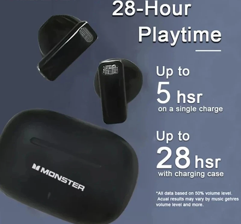 Kufje Wireless Bluetooth me Bass të Fuqishëm – Monster Airbuds