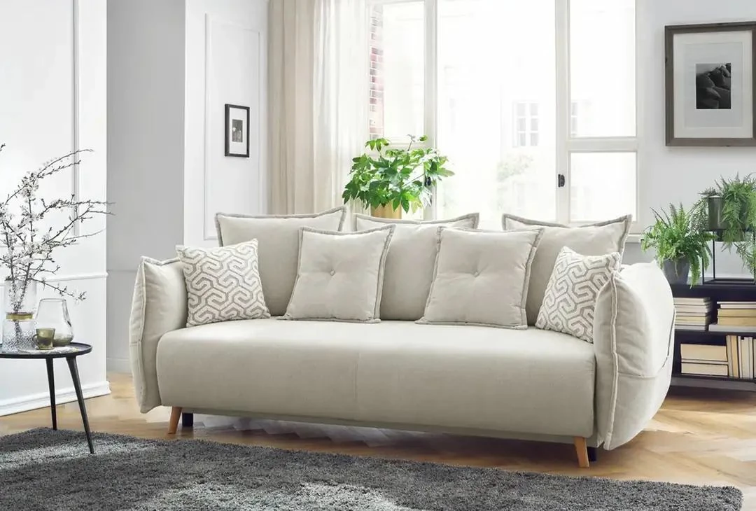 Divan-krevat treshe, ngjyrë krem, Puffy, Atelier del Sofa