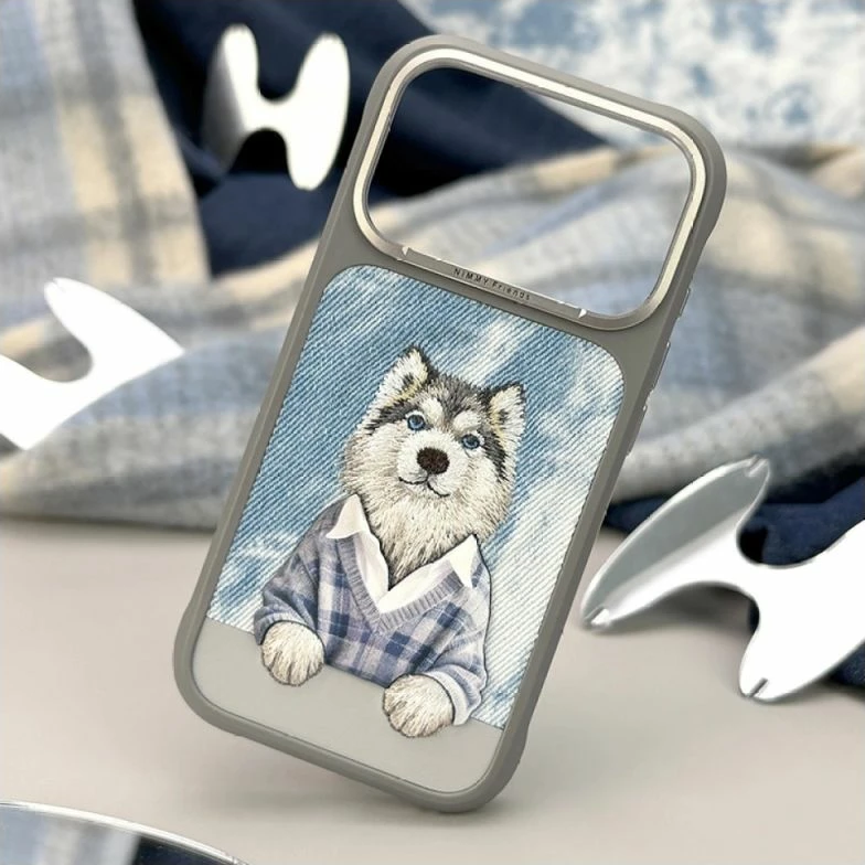 Kapak telefoni Nimmy Gentle Pets Series Dog MagSafe për iPhone 17 Pro, gri