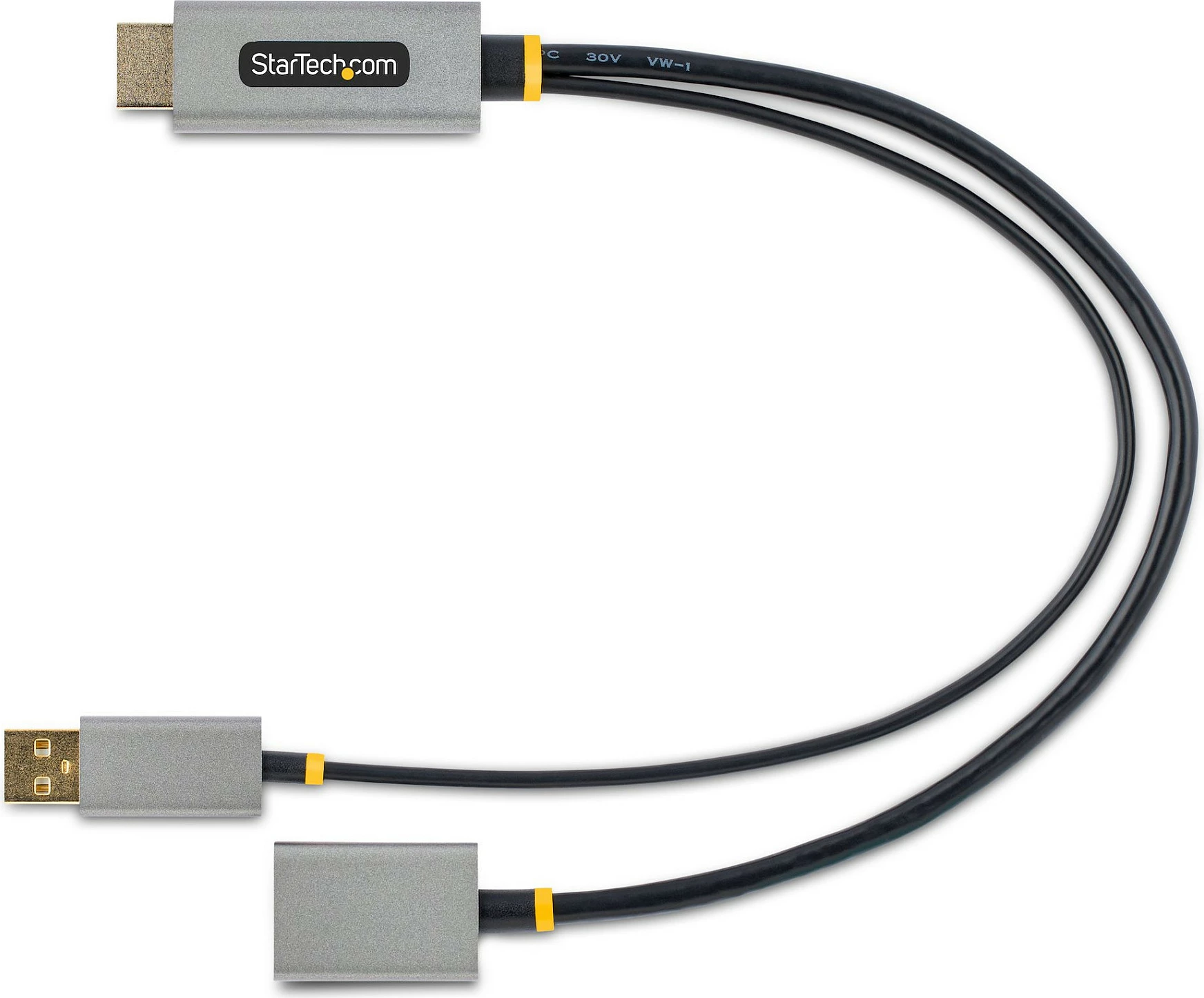 Adapter kabllo HDMI në DisplayPort StarTech, 30cm, 4K 60Hz, HDR, USB me rrymë, e zezë/gri