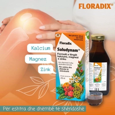Shurup bimor me kalcium, magnez, zink & vitaminë D Salus FLORADIX Saludynam, 150 ml