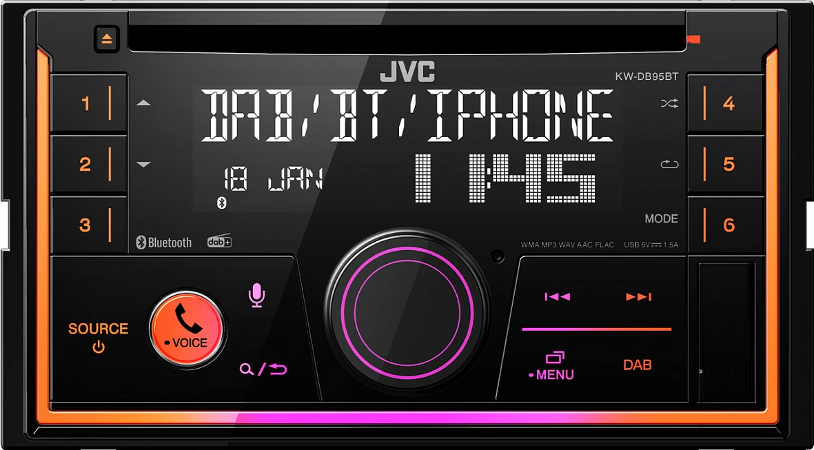 Radio multimedia JVC KW-DB95BT, 2 DIN, 7.1 kanale, 200 W, e zezë